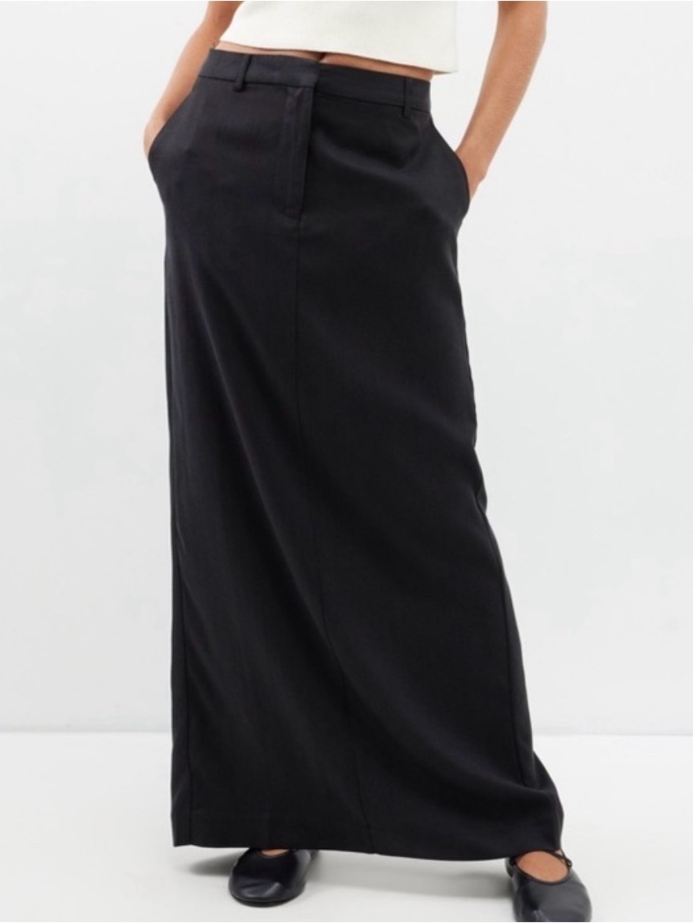 Reformation Cairo Skirt Black Maxi Slip Classic Minimalist Back Slit Size 2